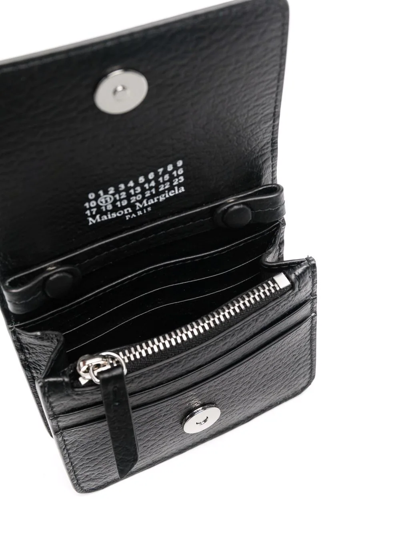 Shop Maison Margiela Four-stitch Leather Chain Wallet In Black