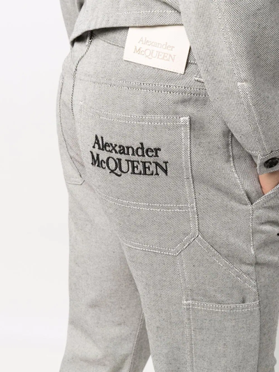 Shop Alexander Mcqueen Mid-rise Straight Leg Trousers In White