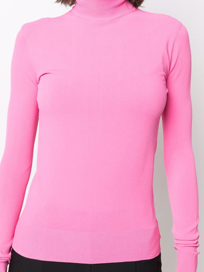 Shop Bottega Veneta Jersey Roll-neck Top In Pink