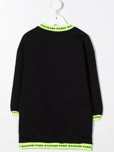Shop Balmain Knitted Logo Dress In Black