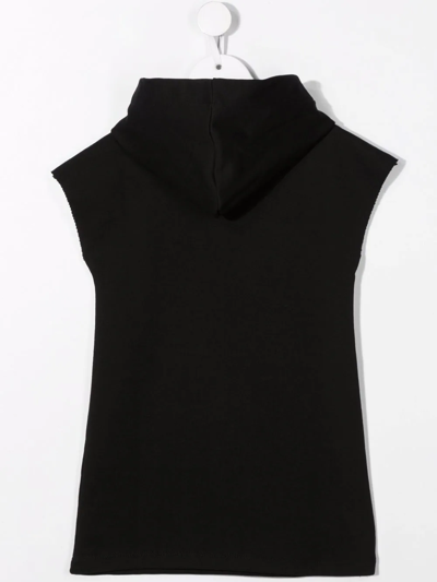 Msgm Hooded T-shirt Dress In Black