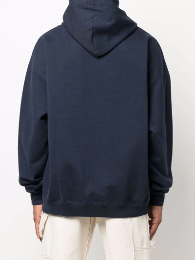 Shop Vetements Embroidered Logo Hoodie In Blue