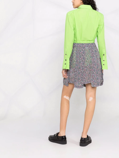 Shop Ganni Floral-print Panelled Mini Skirt In Black