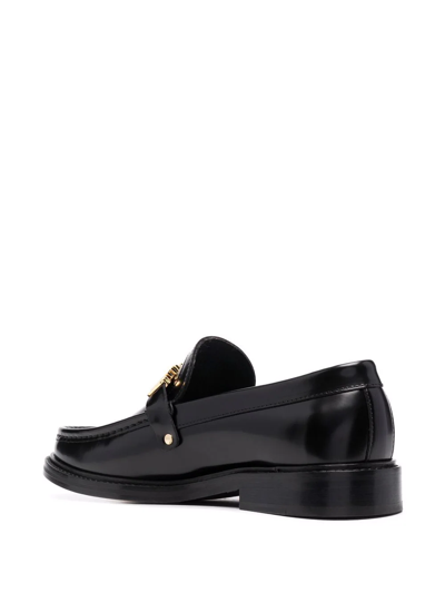 Shop Moschino Logo-letterins Leather Loafers In Black
