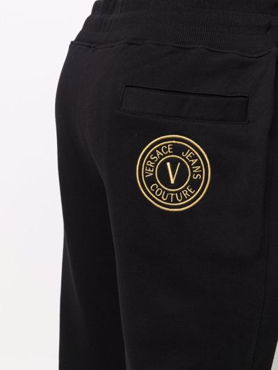 Shop Versace Jeans Couture Embroidered-logo Track Pants In Black
