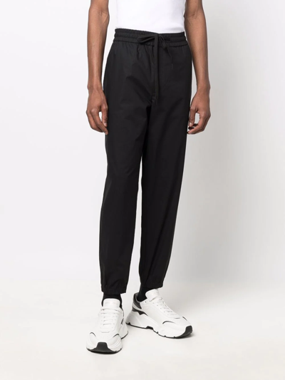 Shop Versace Jeans Couture Logo-patch Straight-leg Trousers In Black