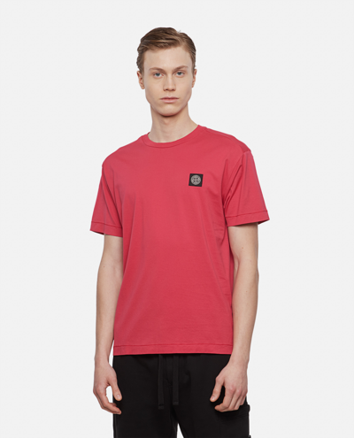 Shop Stone Island Cotton T-shirt In Pink
