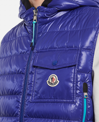 Shop Moncler 'ragot' Nylon Laque' Down-filled Vest In Blue