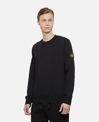 Shop Stone Island Cotton Crewneck Sweatshirt In Black