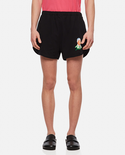 Shop Jw Anderson J.w. Anderson Embroidered Rugby Face Running Shorts In Black