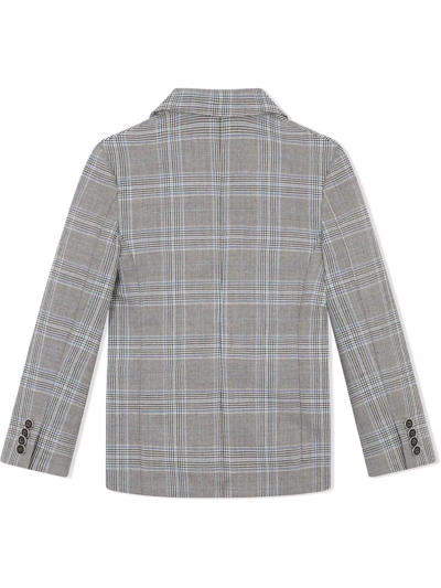 Shop Dolce & Gabbana Check-print Wool Blazer In Grey