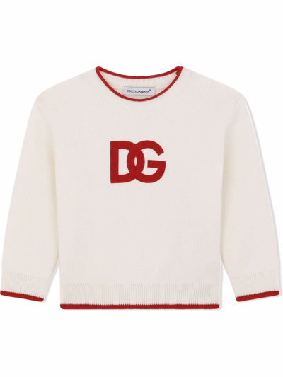 Shop Dolce & Gabbana Logo-print Wool Jumper In White