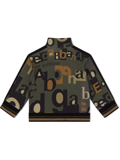 Shop Dolce & Gabbana All Over Logo-print Track Jacket In Green