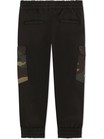 Shop Dolce & Gabbana Cargo-print Pocket Track Trousers In Black