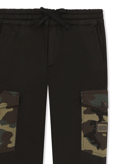 Shop Dolce & Gabbana Cargo-print Pocket Track Trousers In Black