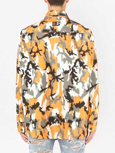 Dolce & Gabbana Multicolor Camouflage Cotton Denim Collared Jacket In Black
