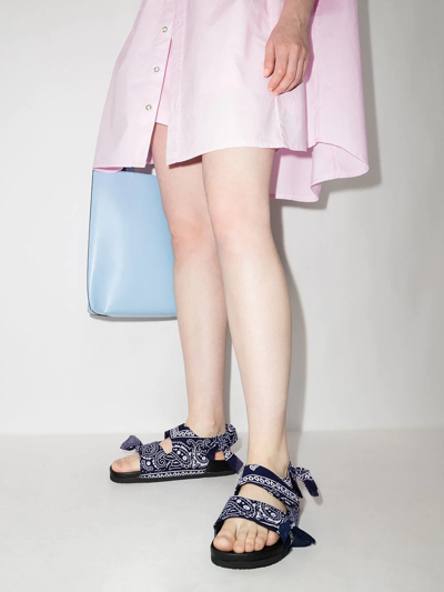 Arizona Love Navy Paisley-print Apache Sandals In Blue
