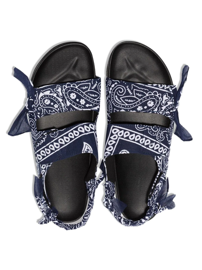Arizona Love Navy Paisley-print Apache Sandals In Blue
