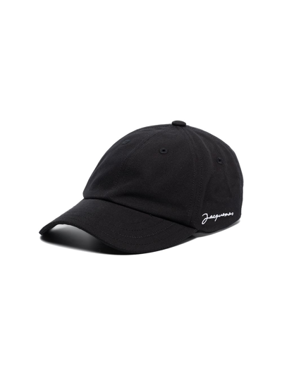 Shop Jacquemus La Casquette Logo-embroidered Baseball Cap In Black