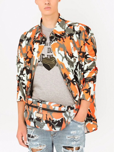 Dolce & Gabbana Camouflage-print Belt Bag In Black