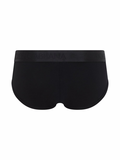 Shop Dolce & Gabbana Logo-waistband Cotton Briefs In Black