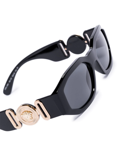 Shop Versace Medusa Head Rectangle-frame Sunglasses In Black