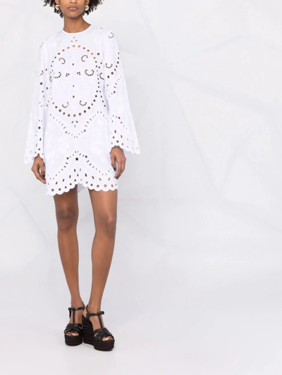 Dolce & Gabbana Eyelet Long-sleeve Cotton Mini Dress In White