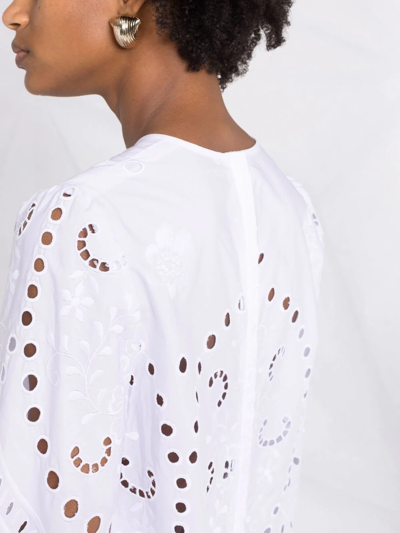 Dolce & Gabbana Eyelet Long-sleeve Cotton Mini Dress In White