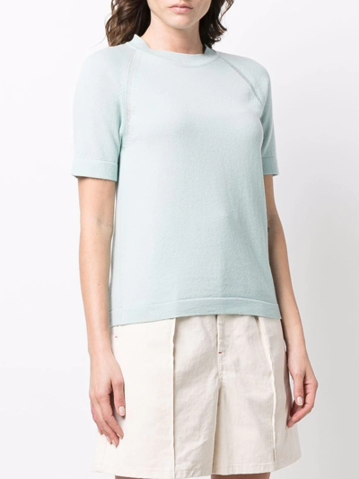 Shop Barrie Cashmere Short-sleeved Top In Green