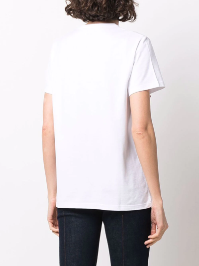 Shop Barrie Cashmere-patch Cotton T-shirt In White