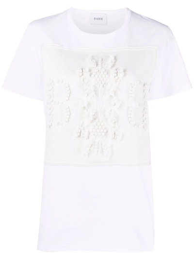 Shop Barrie Embroidered Panelled T-shirt In White