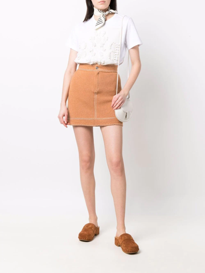 Barrie Embroidered Panelled T-shirt In White