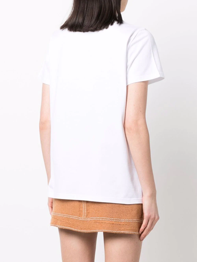 Shop Barrie Embroidered Panelled T-shirt In White