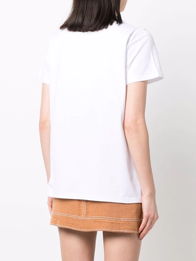 Barrie Embroidered Panelled T-shirt In White