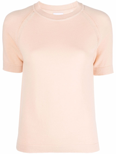Barrie Textured Knit Short Sleeve Top In Orange