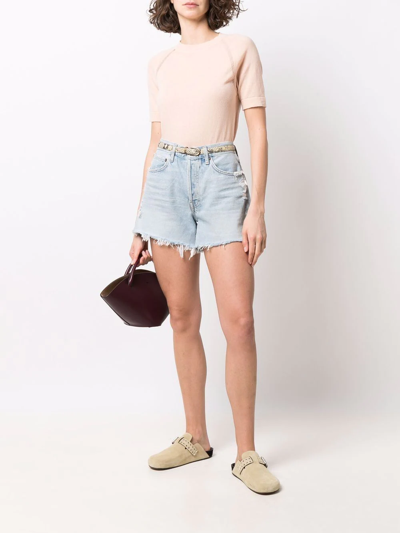 Barrie Textured Knit Short Sleeve Top In Orange