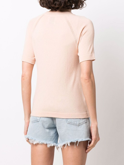 Barrie Textured Knit Short Sleeve Top In Orange