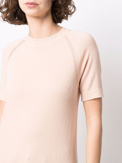 Barrie Textured Knit Short Sleeve Top In Orange