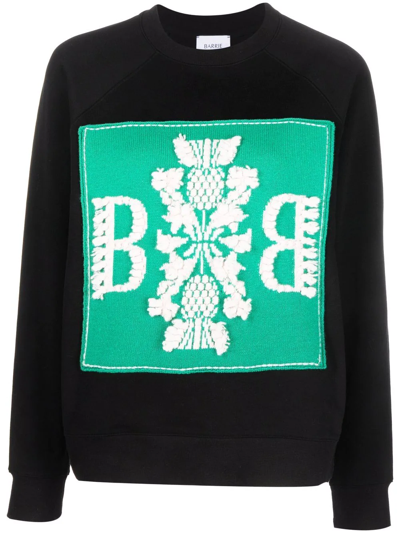 Shop Barrie Embroidered Panelled Sweatshirt In Black