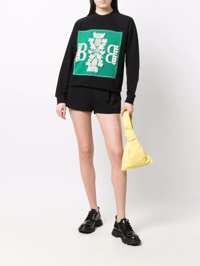 Shop Barrie Embroidered Panelled Sweatshirt In Black