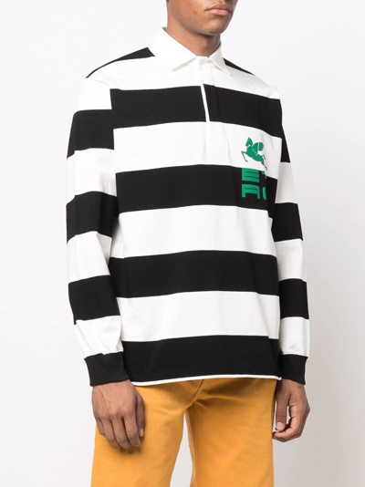Shop Etro Striped Polo Shirt In White