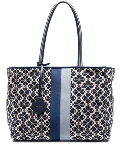 Shop Kate Spade Floral-jacquard Tote Bag In Blue