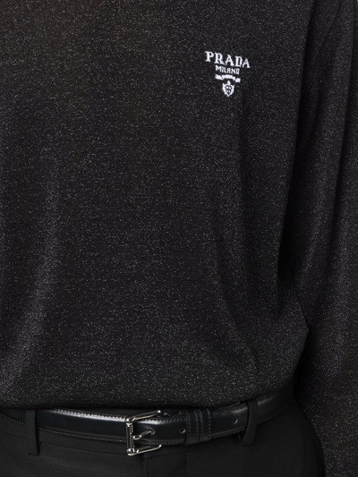Shop Prada Logo Crew-neck Jumper In Black
