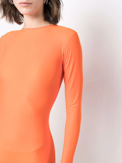 Shop Atu Body Couture Basic Stretch Catsuit In Orange