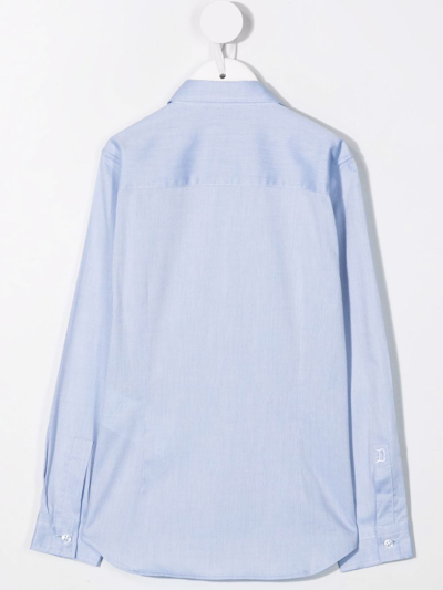Shop Dondup Button-down Fitted Shirt In Blue