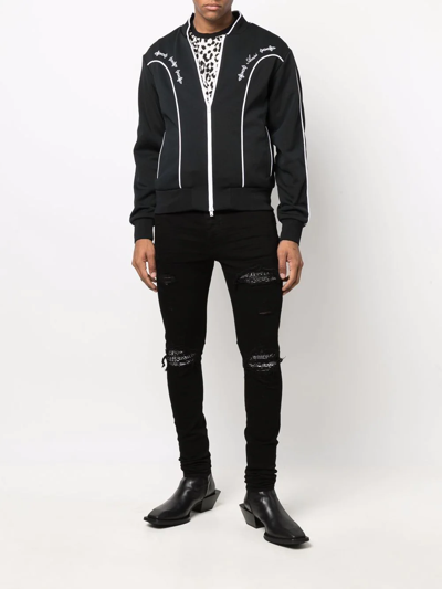 Amiri Western-embroidered Stand-collar Jersey Tracksuit Jacket In Black