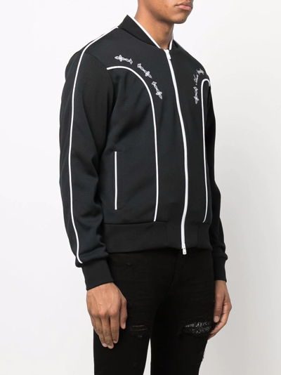 Amiri Western-embroidered Stand-collar Jersey Tracksuit Jacket In Black