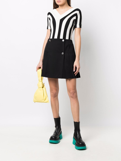 Shop Bottega Veneta Button-front Pleated Mini Skirt In Black