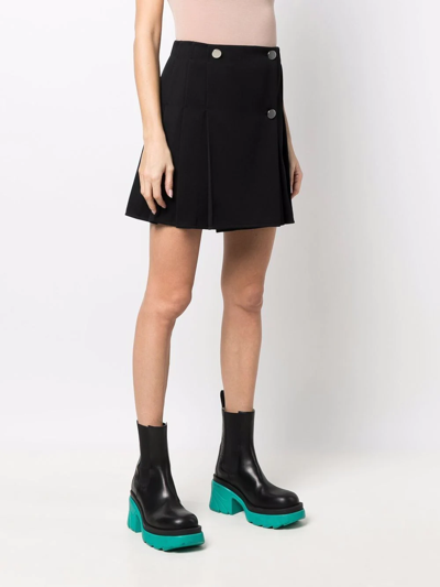 Shop Bottega Veneta Button-front Pleated Mini Skirt In Black