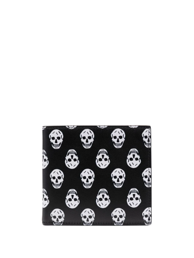 Shop Alexander Mcqueen Skull-print Leather Wallet In Black